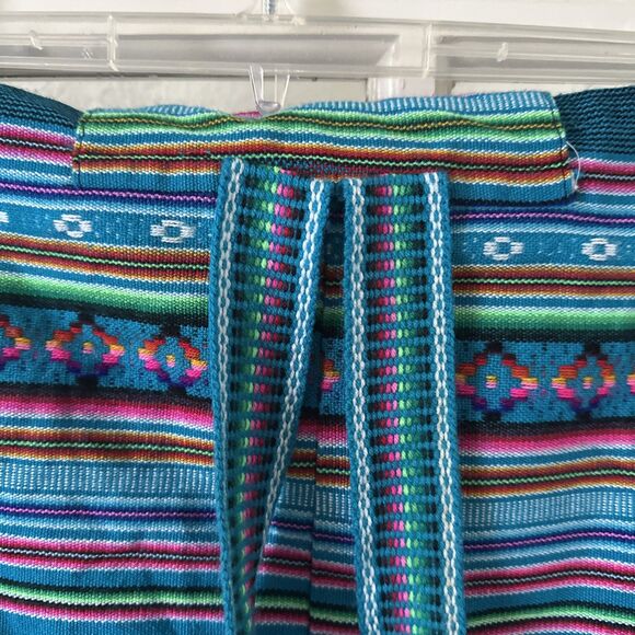 Large Backpack Tribal Striped Lightweight Drawstring Handmade Bag Beach Boho - Picture 6 of 11